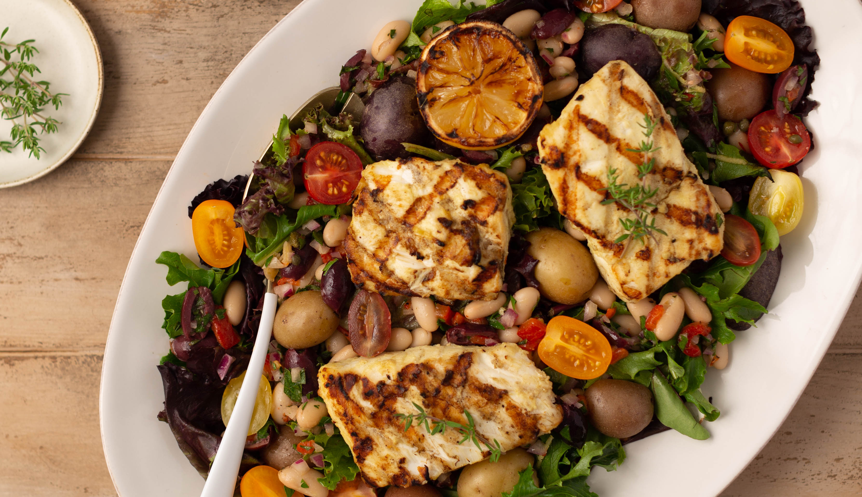 Summer Salad with Grilled Fish 